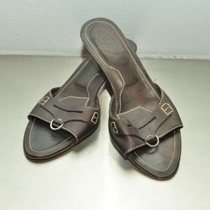 tod's brown leather mules